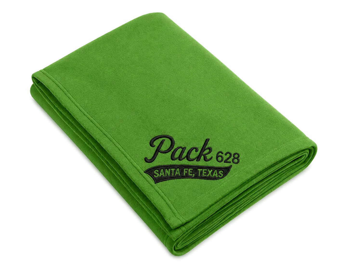 Pack 628 Embroidered Green Core Fleece Blanket